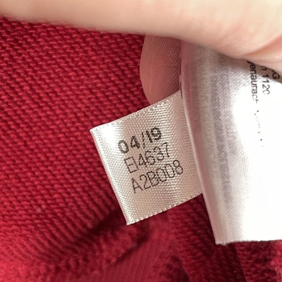 Adidas Mens Pullover Hoodie Sz XL Red‎ Spell Out Logo Pocket Long Sleeve Stretch - Picture 8 of 10